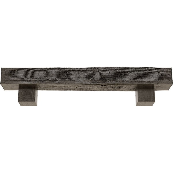 Kit W/ Alamo Corbels, Burnished Honey Dew, 8H  X 12D X 84W Rough Sawn Faux Wood Fireplace ManteL